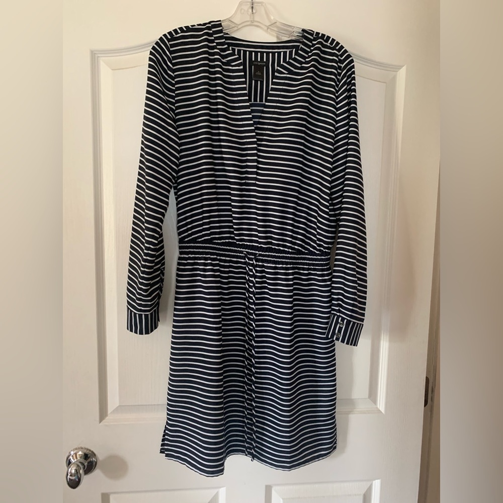 Spring navy/white striped dress